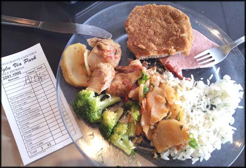 R$ 12,56, comida sem sabor, mas era comida.