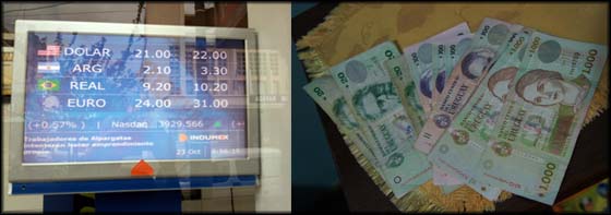 Câmbio por pesos uruguaios, me senti com muito dinheiro
