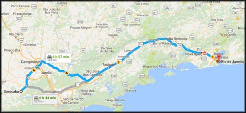 De Sorocaba para Rio de Janeiro, última etapa da viagem.